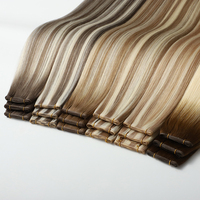 Extensiones de Cabello Ruso Premium Genius Weft, Invisibles, Remy, Cabello Virgen 100% Natural, Cabello Humano Real, Ombre Balayage