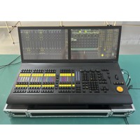 Console de contrôle DMX professionnelle avec faders et éclairage de projection