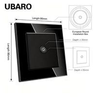 Prise murale TV UBARO 82*82mm, panneau en verre trempé, cadre métallique, IP20, câble basse tension, prise télévision universelle