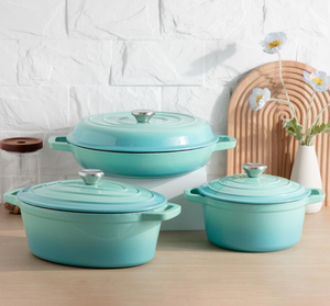 Soup Cooking Pot Wholesale Custom Lilac Baby Blue Ribbed Ceramic Cookware <b>Set</b>, <b>Stoneware</b> Casserole <b>Dinnerware</b>, Free Design Logo - Product Image 2