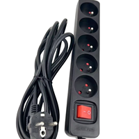 Cable de Extensión de Alta Calidad con Enchufe Francés de 250V y 5 Tomas, Cable de Cobre de 1.5m/3m/5m, Regleta de Alimentación 3x1.0 16A SDK con Autoprueba