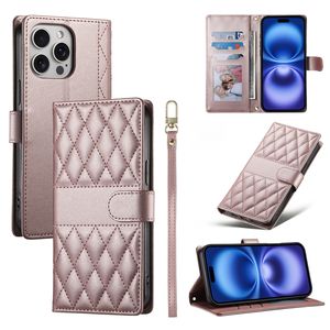 Lanière diamant mouton portefeuille étui en cuir pour <span class=keywords><strong>Iphone</strong></span> 16 15 Plus 14 13 Mini 12 11 PRO MAX X XS <span class=keywords><strong>XR</strong></span> 6 7 8 <span class=keywords><strong>bandoulière</strong></span> dame couverture - Product Image 4