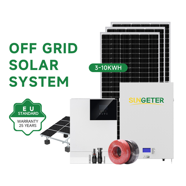 Complete Hybrid Solar Energy System 3 Phase 5Kw 8Kw 10Kw 48V on Off Grid Hybrid Solar Panel Power System for Home
