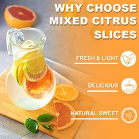 Gemengde gedroogde citrus tabletten. Bevat 4 soorten gedroogde citrusvruchten: sinaasappelschijfjes, citroenschijfjes, limoenschijfjes, grapefruitschijfjes