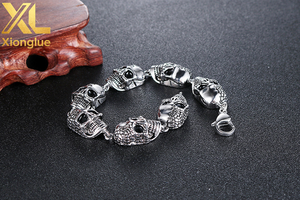 Pulsera de Eslabones de Acero Inoxidable 316L Vintage de la Mejor Calidad, 20-22mm de Longitud, con Tallado de Calavera, Regalo para Hombres - Product Image 5