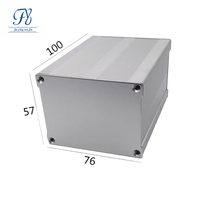 Boîtier en aluminium extrudé sur mesure 100*76*57mm, anodisé argent, pour projet de contrôle électronique de circuits imprimés (PCB), boîtier de commande IP54