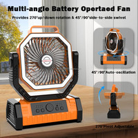 Ventilateur de table rechargeable 20000 mAh à double moteur, avec batterie externe et éclairage USB portable pour camping, pêche et sorties en extérieur