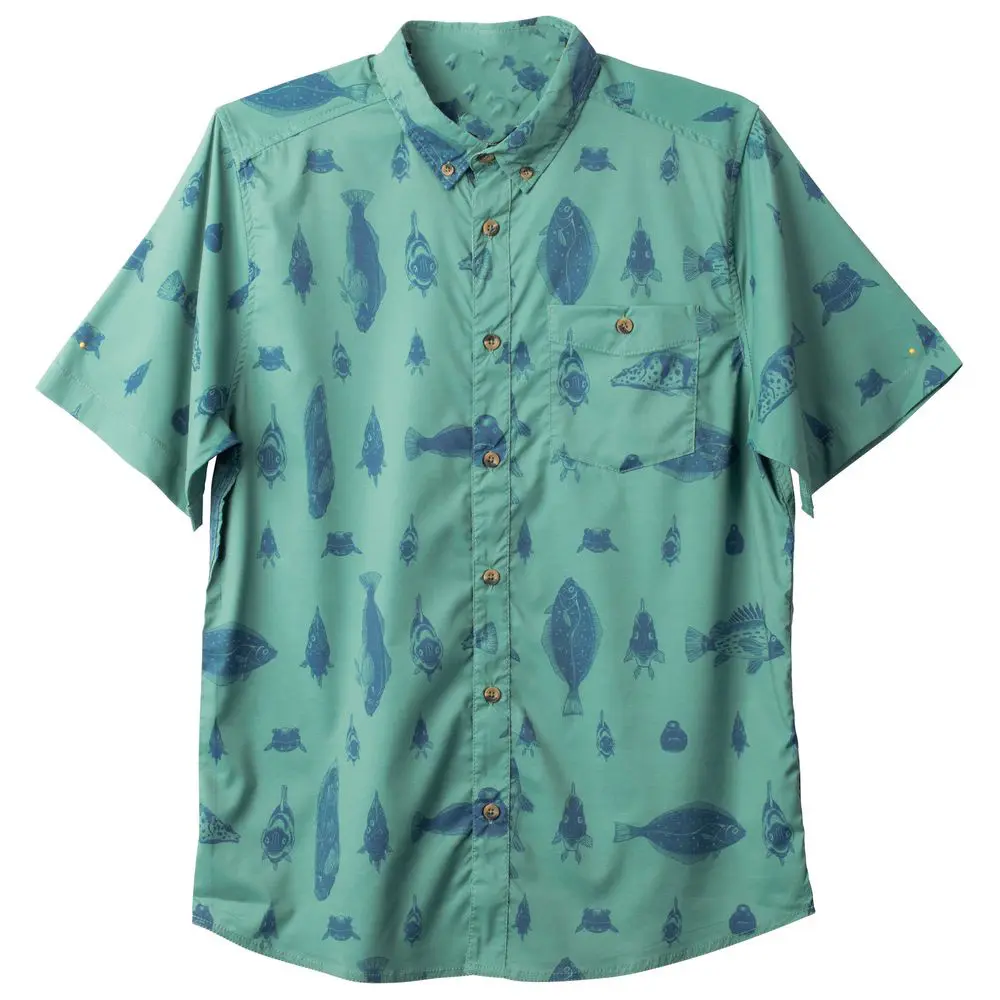 2023 Stylish Hawaii Shirts Custom Print Fish Pattern USA Size Summer Beach Wear Shirts