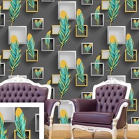 Papier peint moderne en PVC à motifs damassés floraux et lattes de briques, série Mojitoo, 0,53*9,2m, pour salon, hôtel, chambre, salle à manger, couloir d'escalier