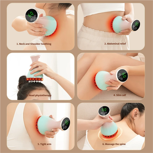 Cepillo de Masaje Meridiano Eléctrico Recargable con Función de Calentamiento, Masajeador Abdominal con Compresa Caliente para el Hogar - Product Image 5