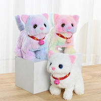 Jouet en peluche chaton électrique interactif avec collier à clochette, marche, son chatron et queue qui bouge – Cadeau pour enfants