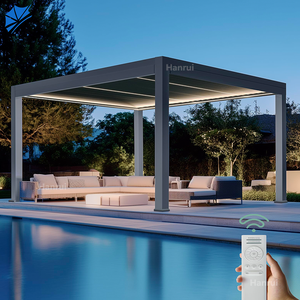 5x7 मोटर चालित एल्यूमीनियम लाउवर पेगोला पेगोला किट मोटर चालित फ्रीस्टेंडस डेच दबाव प्रकृति का इलाज किया - Product Image 2