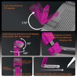 Lámpara de Lectura Plana con Atenuación Gradual 2026, Carga USB, LED Rojo Rosa, Protección Ocular, Lámpara de Noche - Product Image 5