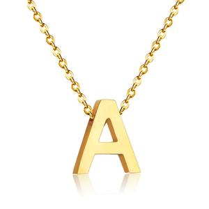 Collar de Cadena de Acero Inoxidable con Colgante de Letras Mayúsculas, Joyería Chapada en Oro de 18k - Product Image 2