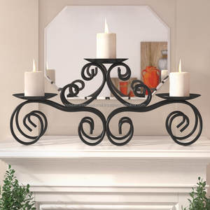 Bougeoir en fer forgé et à Triple bougeoir, porte-bougie en métal, décoration - Product Image 2