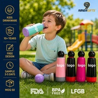 Bouteille d'eau personnalisée OEM pour enfants, sans BPA, avec bouchon à bille brillant, anti-fuite, qualité alimentaire, certifiée FDA LFGB