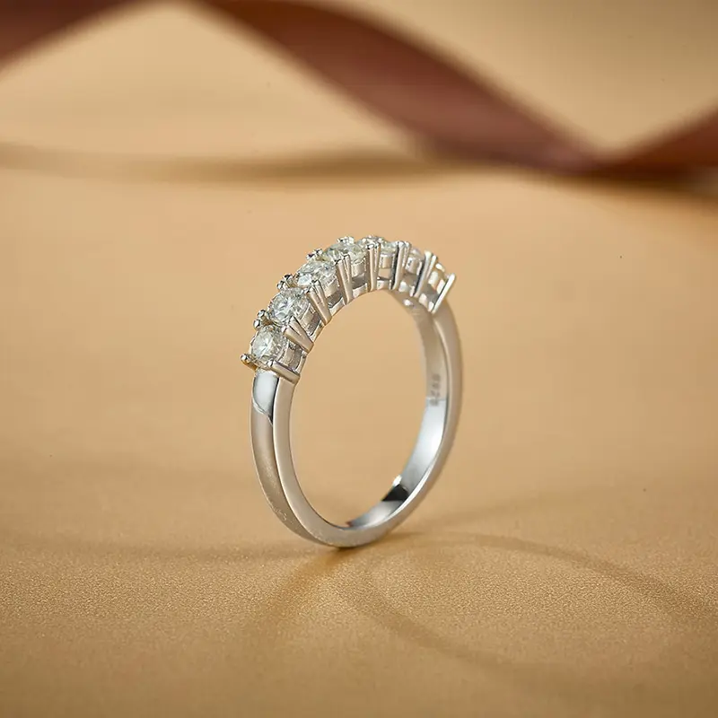 Gorgeous Stack Moissanite Ring 925 Sterling Silver Engagement Promise Ladies Moissanite Ring