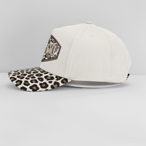 Gorra de Béisbol de 5 Paneles, Bicolor, con Corona Alta, Bordado de Logotipo en Parche de Cuero Personalizado, Diseño de Camuflaje de <span class=keywords><strong>Leopardo</strong></span>, Estructurada, 100% Algodón, Venta al Por Mayor - Product Image 4