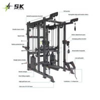 Máquina Smith Comercial SK, Entrenador Funcional Híbrido con Pila de Pesas y Cable Crossover, Equipo de Gimnasio, Solución para Centros de Fitness, OEM ODM