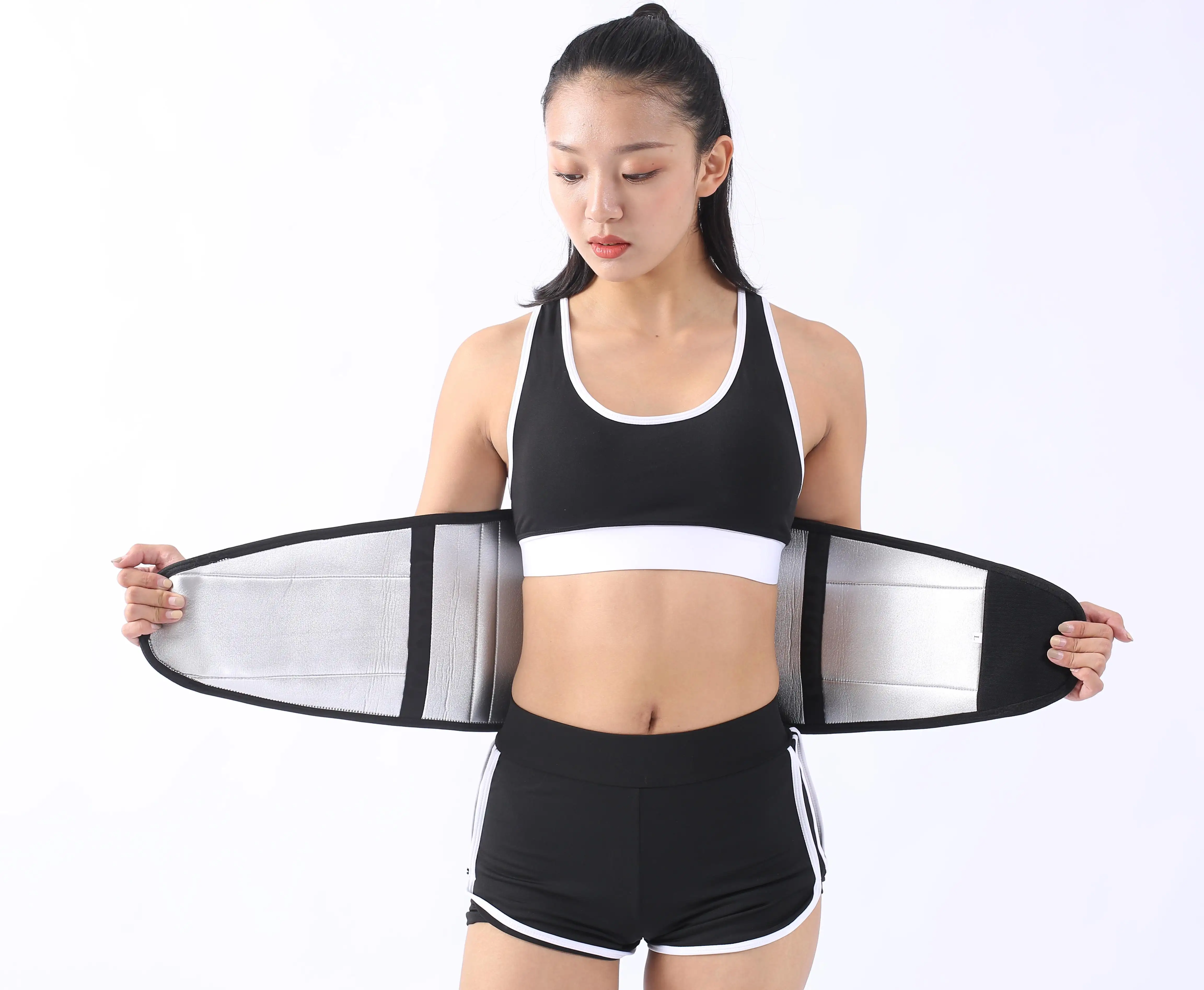 Wholesale low price fitness adjustable neoprene silver waist trainer band sauna sweat weight loss waist trainer belt