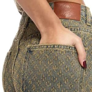 Nouvel Arrivage Ensemble de Jeans en Denim de Haute Qualité pour Femme : Veste Gravée au Laser et Jean à Jambes Larges en Denim Délavé à l'Acide - Product Image 3