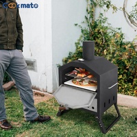 NOUVEAU DESIGN Four à pizza en bois pour cuisine d'extérieur avec thermomètre pour BBQ Party