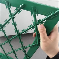 Alambre de maquinilla de afeitar de alta seguridad de 50x100mm, Panel de malla soldada, sistema de cercado de prisión de acero con envoltura plana, malla de alambre de maquinilla de afeitar