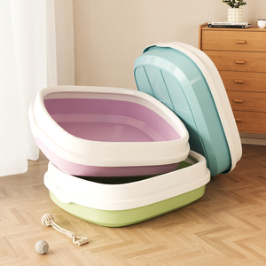 Wholesale Eco-Friendly Plastic <strong>Cat</strong> Litter Box &amp; Accessories Large <strong>Square</strong> Easy Cleaning Sandbox Toilet with Convenient Features - Product Image 6