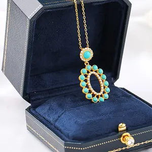Großhandel Phantasie Aussage Zubehör Frauen Türkis Schmuck Antike blaue Edelstein Perlenkette