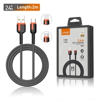 Kabel Data USB LDNIO LS531  PP Yarn Braided untuk Ponsel, Micro Type C, Pengisian Cepat 1m, Kabel Data Pengisian Cepat