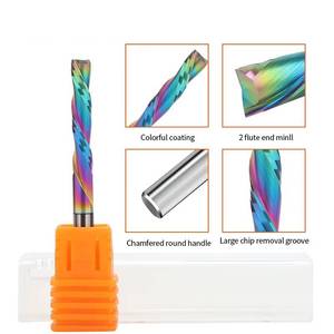 3/8 1/4 1/2 Inch Shank <span class=keywords><strong>2F</strong></span> Down Cut Spiral Router Bit pour Bois DLC Coating Solid Carbide Down Cut Two-Flûtes Spiral End Mill - Product Image 2