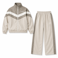 Set Jogger Ukuran Besar Ringan untuk Musim Dingin 3M Beige Polos Berbahan Nilon Organik Katun, Jaket Tracksuit Tahan Angin