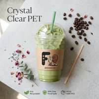 Gobelets jetables personnalisés en PET transparent écologiques avec couvercles, pailles et manchons pour café glacé, matcha, bubble tea et café