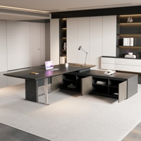 WESOME Table et chaise de bureau de luxe Boss Modern L Shaped Office Ceo Table en bois avec tiroirs Office Desk
