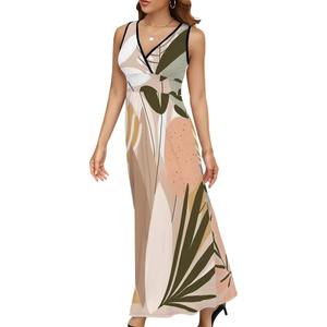 Imagen personalizada sin mangas Maxi vestido cuello cuadrado elegante dulce ODM Boutique VESTIDO talla única/XS Empire sólido hasta el suelo para el día del Club - Product Image 2