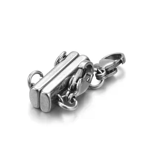 Yiwu Duoqu Stainless Steel DIY Layered Jewelry Components Unique Two Parts Stick Together Narrow Two Rows Split Clasp
