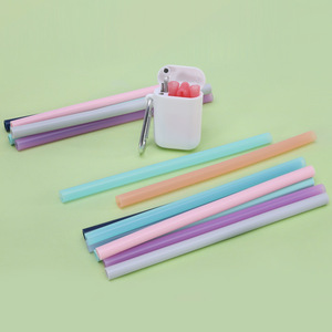 Foldable Silicone <b>Straws</b> <b>Reusable</b> Portable Milk Tea <b>Straws</b> Easy To Clean Straight Pipe W6 Small Plus Max Size - Product Image 1