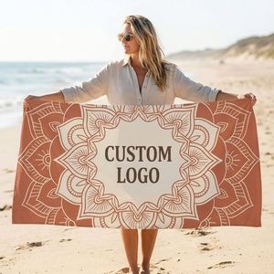 Wholesale Custom Digital Printing Suede <b>Microfiber</b> <b>Beach</b> <b>Towel</b> Recycled Fabric - Product Image 1