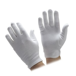 Guantes de algodón de tamaño blanco de mano suave y cómodos de la mejor calidad para guante de joyería de trabajo de fábrica - Product Image 1