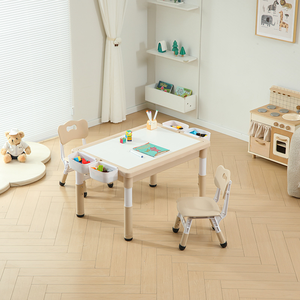 Ensemble de table de rangement en plastique compatible avec les blocs de construction, design moderne et minimaliste, assemblé, pour deux enfants, salle de bain, chambre à coucher - Product Image 5