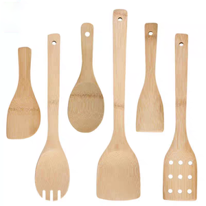 Juego de Utensilios de Cocina de Bambú Antiadherentes y Duraderos de 6 Piezas con Logotipo Personalizable, Espátula con Mango Largo y Agarre Cómodo, Aptos para Lavavajillas - Product Image 3