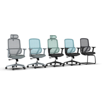 Chaise de bureau ergonomique moderne en maille avec hauteur réglable et roulettes pivotantes, chaise de travail pour usage commercial