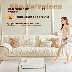 Cojín de <span class=keywords><strong>sofá</strong></span> exclusivo transfronterizo estilo crema, de felpa, modelo cola de zorro, a rayas, engrosado, antideslizante, para otoño-invierno, nuevo modelo 2026 - Product Image 2