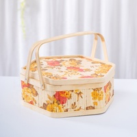 Geweven Opbergmand Weven Bamboe Doos Picknickmanden Set Twee-Tier Bamboe Fruitmand