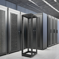 LE Rack de serveur en acier laminé à froid SPCC 19 pouces 18U-47U avec 4 poteaux et 4 roulettes, conception ouverte, en stock