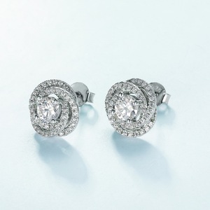Joyería de Diamantes de Moissanita GRA a Precio de Mayoreo, Hipoalergénica, Plata 925, Aretes de <span class=keywords><strong>Halo</strong></span> Redondos, Joyería <span class=keywords><strong>Destiny</strong></span> - Product Image 4