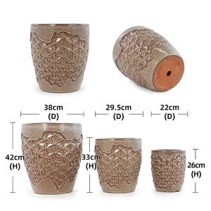 Ensemble de pots de fleurs en céramique résistants aux intempéries pour jardin vertical et décoration intérieure - Utilisation durable en extérieur/intérieur, design moderne - Product Image 2