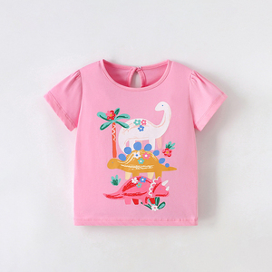 Maglietta Estiva Personalizzata per Bambine, Manica Corta, Collo Tondo, 95% Cotone 5% Spandex, con Stampe Carine - Product Image 1