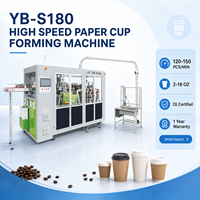 Machine à fabriquer des gobelets en carton jetables YB-S180 à grande vitesse, 150 pièces/min, pour les plats à emporter, les petites entreprises et les restaurants, garantie 1 an