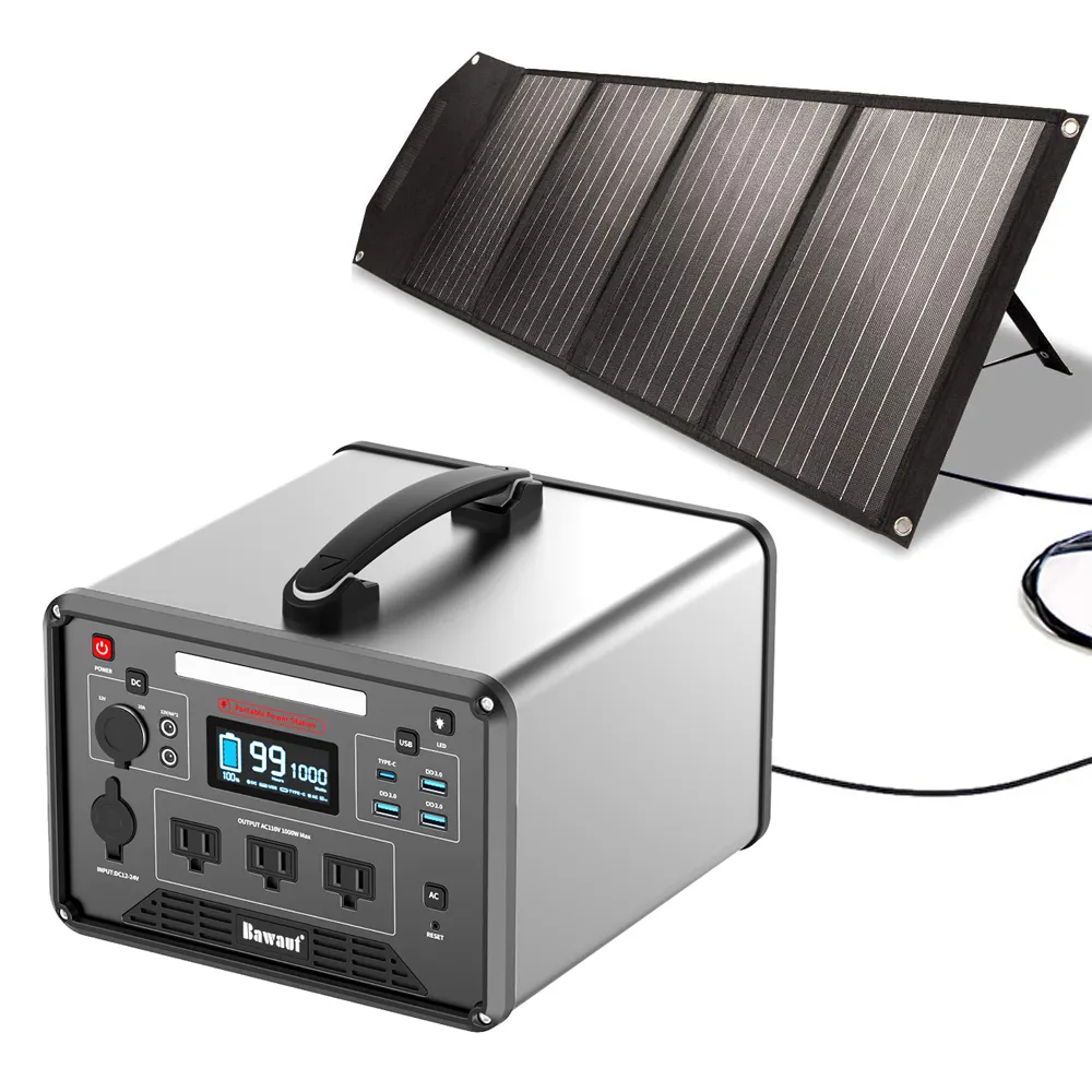 Taşınabilir elektrikli güneş jeneratör 1000W 110V 220V Lifepo4 pil güç jeneratörü istasyonu için açık ev enerji sistemi